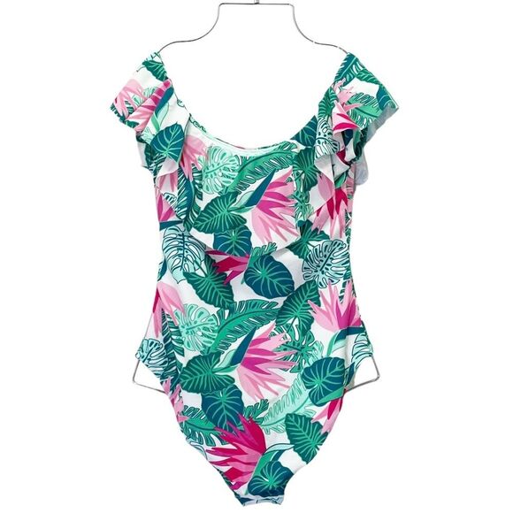 NWT Matilda Jane Palm Tree Paradise One-Piece Ruffle Swimsuit Women’s Size Small - Picture 6 of 16